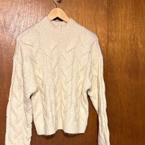 a.n.a Cream Cable Knit Turtleneck Sweater